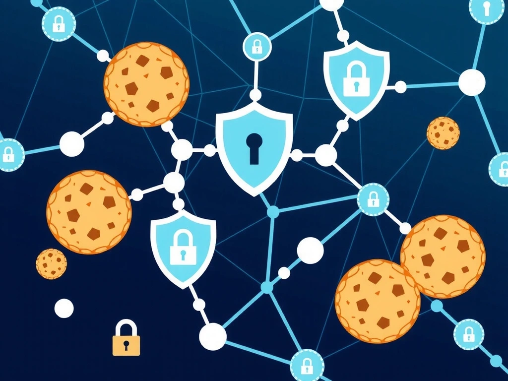 Illustration of various cookies and digital privacy icons