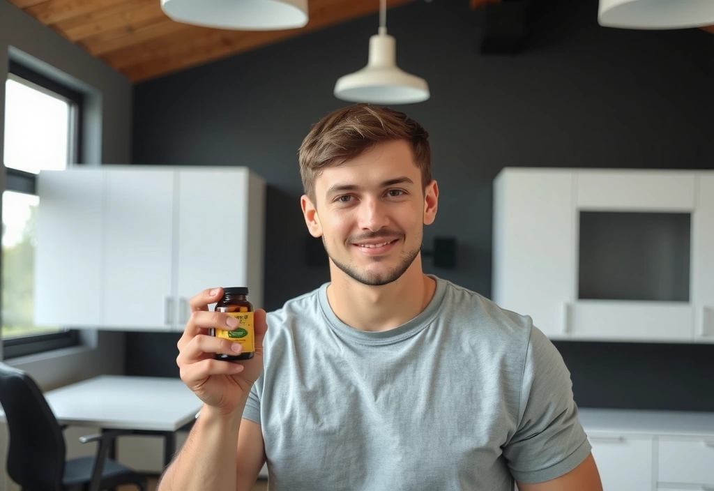 Man using natural supplements